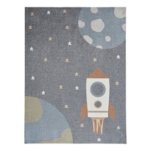 Nourison Astra Machine Washable 6'7&quot x 9' Sky Blue Indoor Rug