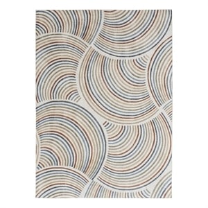 Nourison Astra Machine Washable 7'10&quot x 10' Ivory/Multi Mid-Century Indoor Rug