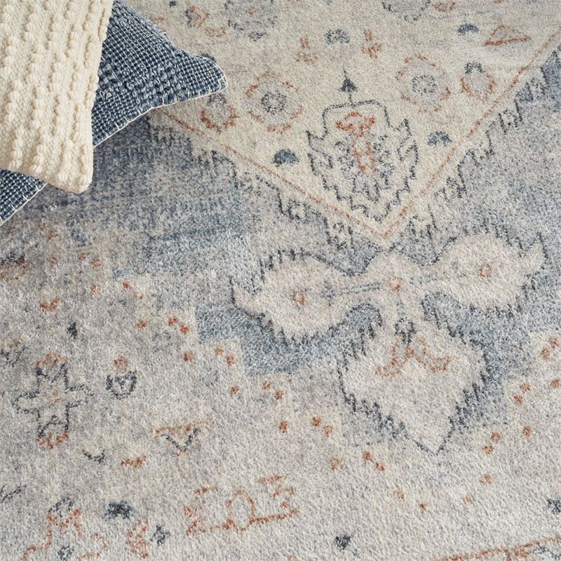 Nourison Home Astra Machine Washable 7' x 9' Light Blue Fabric Area Rug