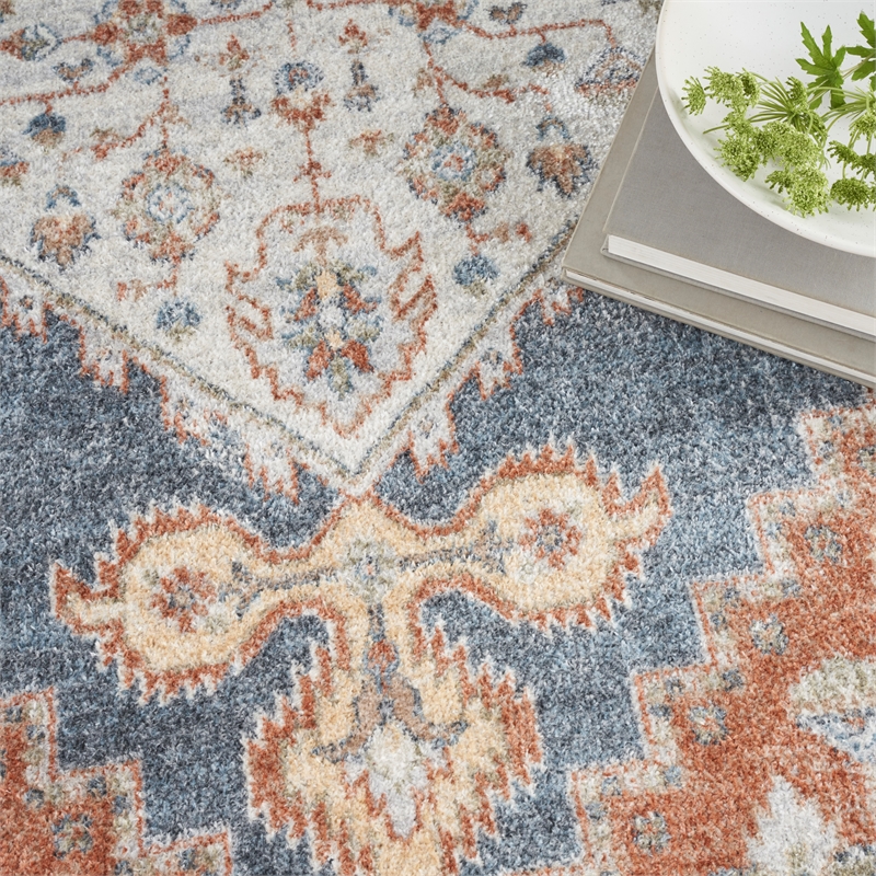 Nourison Home Astra Machine Washable 7' x 9' Denim Multicolor Fabric Area Rug