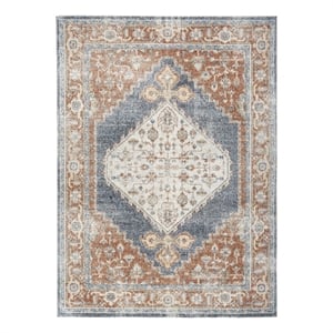 Nourison Home Astra Machine Washable 7' x 9' Denim Multicolor Fabric Area Rug