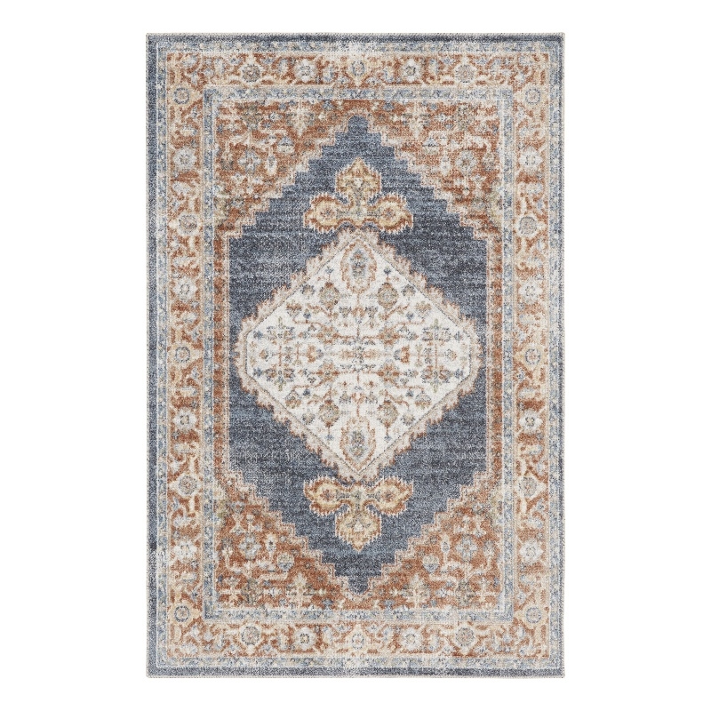 Nourison Astra Machine Washable 4' x 6' Denim Multi Vintage Indoor Rug