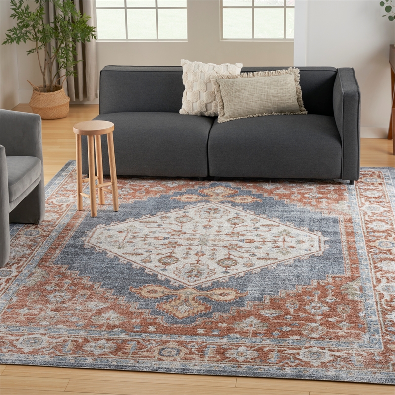 Nourison Home Astra Machine Washable 8' x 10' Denim Multicolor Fabric Area Rug