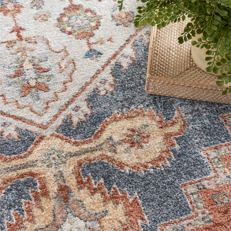 Nourison Home Astra Machine Washable 8' x 10' Denim Multicolor Fabric Area Rug
