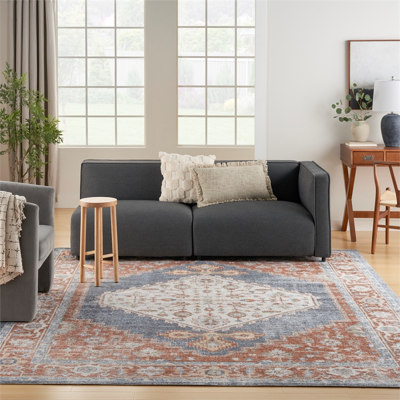 Nourison Home Astra Machine Washable 8' x 10' Denim Multicolor Fabric Area Rug