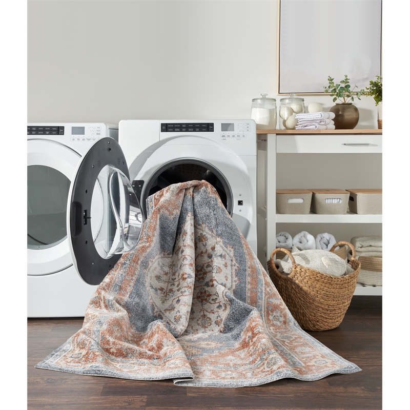 Nourison Home Astra Machine Washable 8' x 10' Denim Multicolor Fabric Area Rug