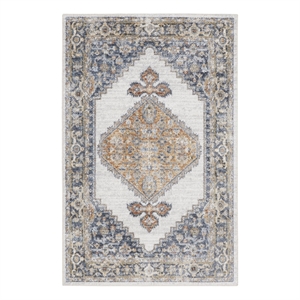 Nourison Astra Machine Washable 3'3&quot x 5' Grey/Gold Vintage Indoor Rug