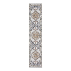 Nourison Astra Machine Washable 2'2&quot x 12' Grey/Gold Vintage Indoor Rug