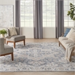 Nourison Astra Machine Washable 9' x 12' Grey/Blue Vintage Indoor Rug