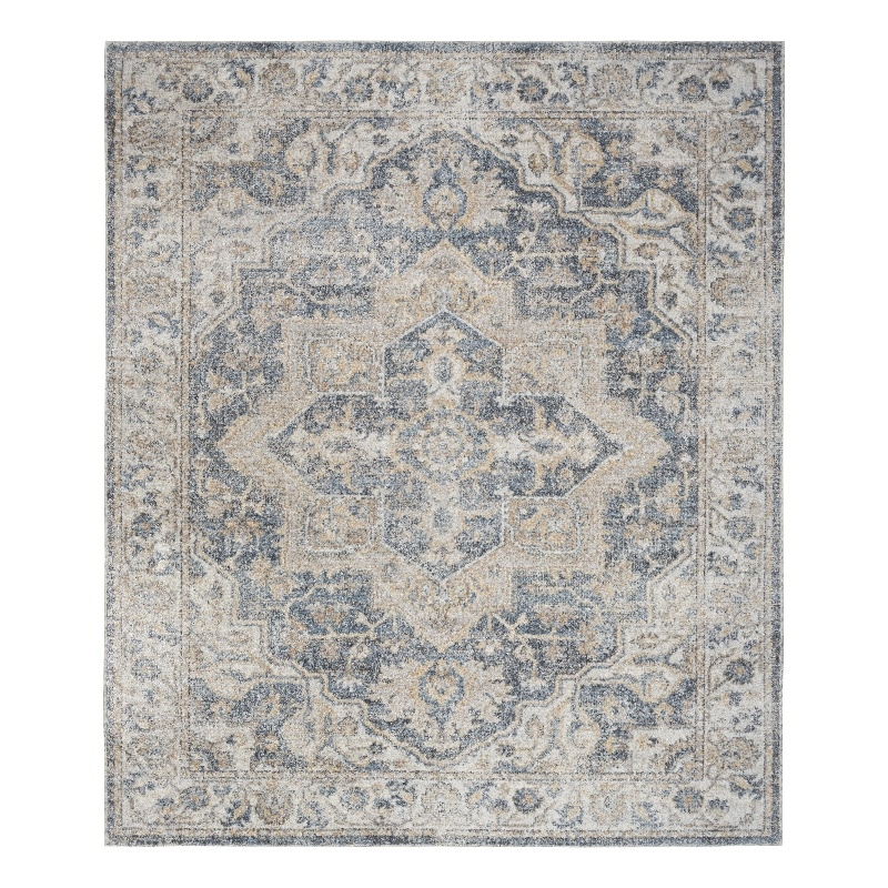 Nourison Astra Machine Washable 9' x 12' Grey/Blue Vintage Indoor Rug