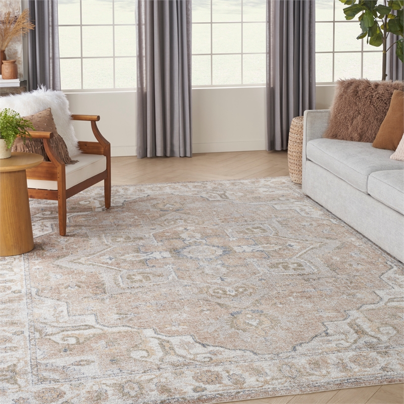 Nourison Home Astra Machine Washable 8' x 10' Beige Fabric Area Rug