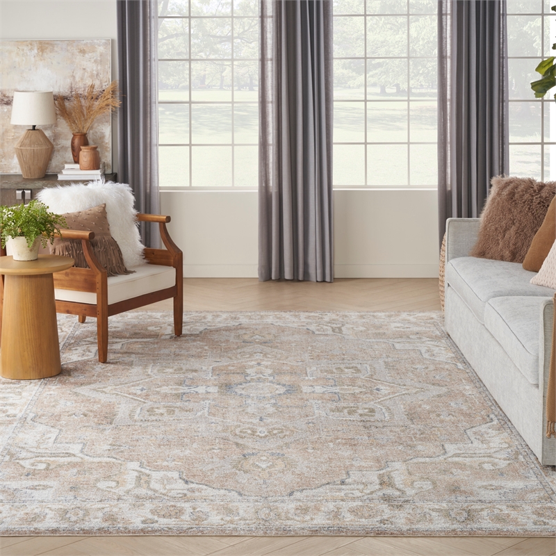Nourison Home Astra Machine Washable 8' x 10' Beige Fabric Area Rug
