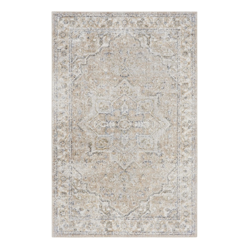 Nourison Astra Machine Washable 4' x 6' Beige Vintage Indoor Rug