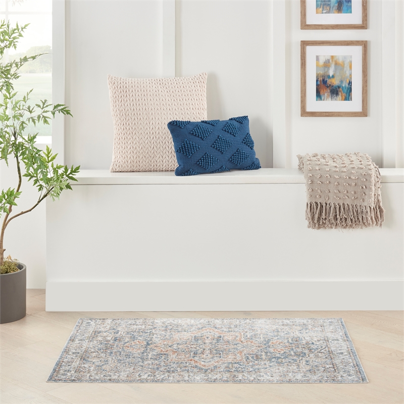 Nourison Astra Machine Washable 4' x 6' Denim Multi Vintage Indoor Rug