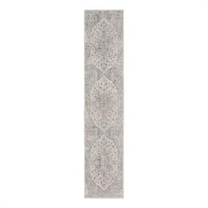 Nourison Astra Machine Washable 2'2&quot x 12' Silver Grey Vintage Indoor Rug