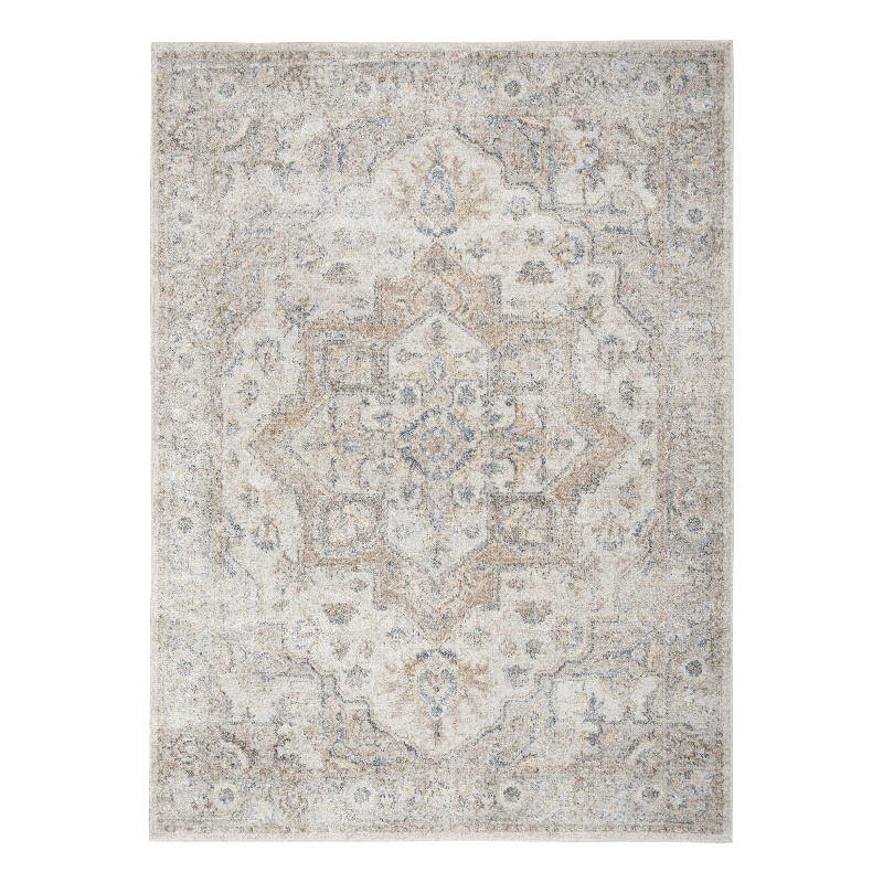 Nourison Home Astra Machine Washable 7' x 9' Silver Gray Fabric Area Rug