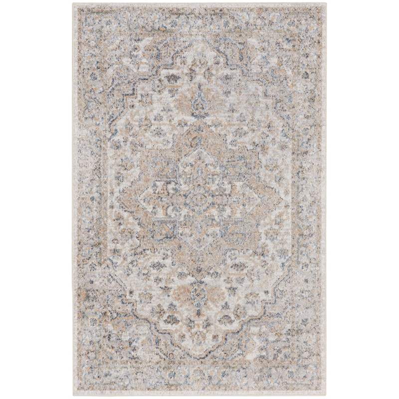 Nourison Astra Machine Washable 4' x 6' Silver Grey Vintage Indoor Rug