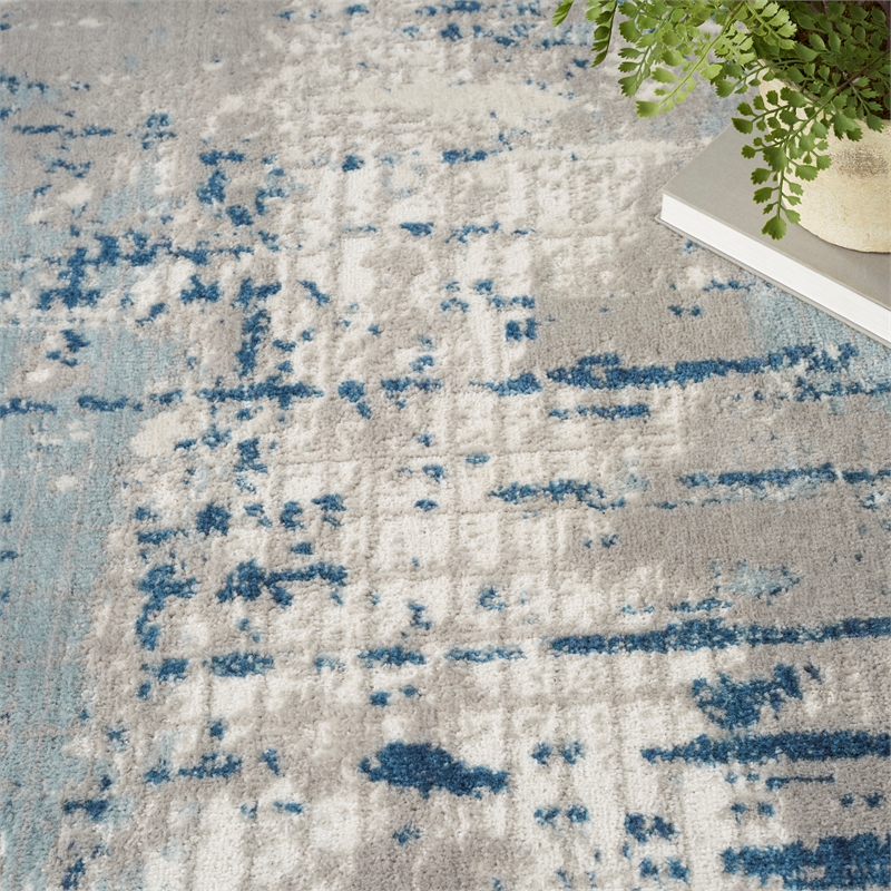 Nourison Concerto 4' x 6' Ivory Gray Blue Fabric Modern Area Rug (4' x 6')