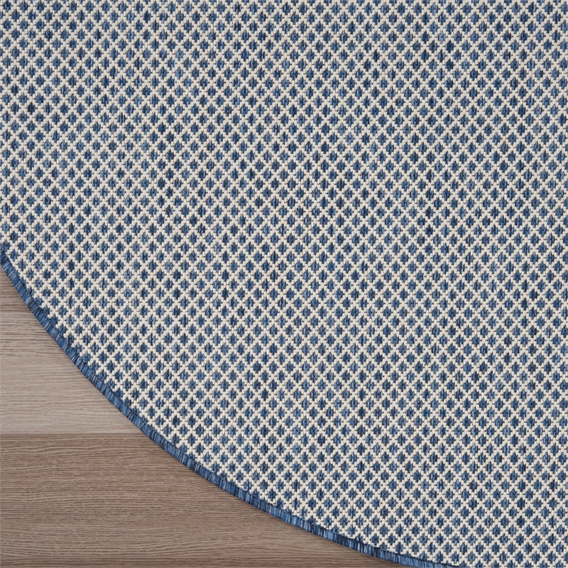 Nourison Courtyard 5' x 8' Oval Ivory Blue Fabric Modern Area Rug (8' Oval)