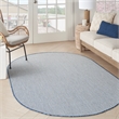 Nourison Courtyard 5' x 8' Oval Ivory Blue Fabric Modern Area Rug (8' Oval)