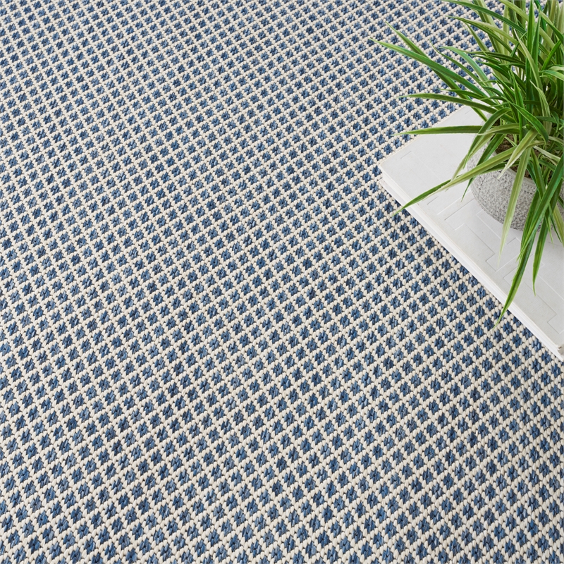 Nourison Courtyard 5' x 8' Oval Ivory Blue Fabric Modern Area Rug (8' Oval)