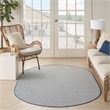 Nourison Courtyard 5' x 8' Oval Ivory Blue Fabric Modern Area Rug (8' Oval)