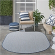 Nourison Courtyard 5' x 8' Oval Ivory Blue Fabric Modern Area Rug (8' Oval)