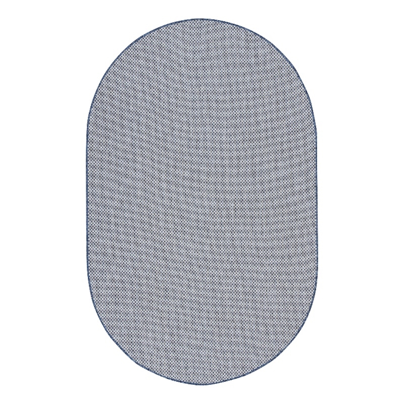 Nourison Courtyard 5' x 8' Oval Ivory Blue Fabric Modern Area Rug (8' Oval)