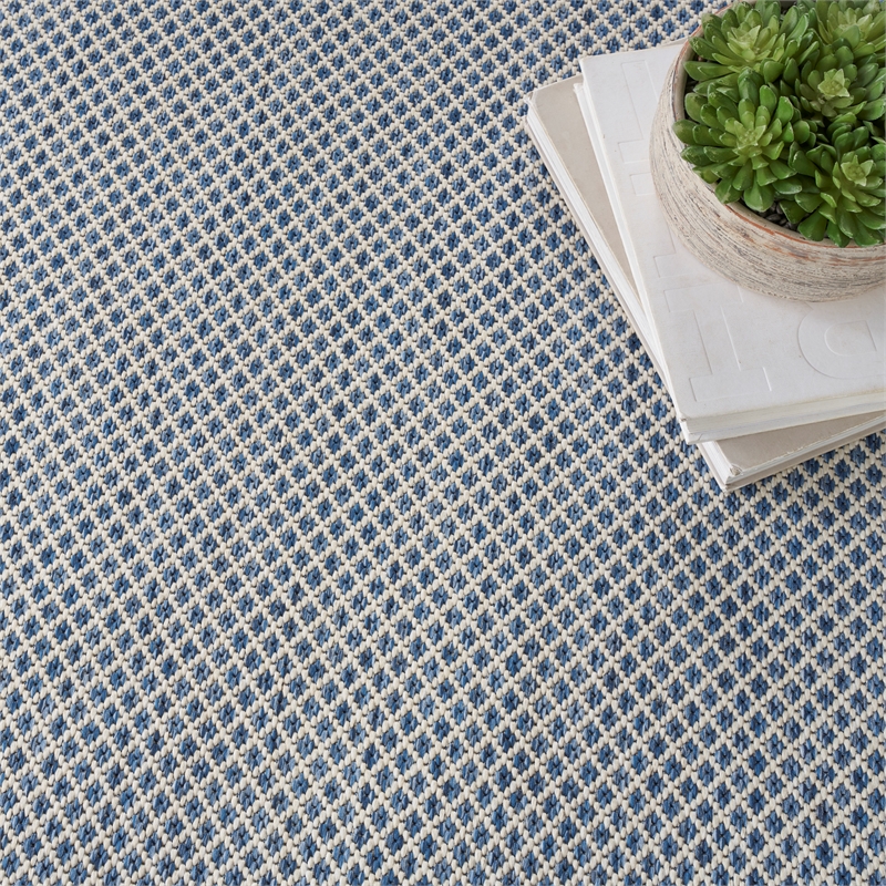 Nourison Courtyard 8' x Square Ivory Blue Fabric Modern Area Rug (8' Square)