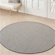 Nourison Courtyard 4' x Round Ivory Charcoal Fabric Modern Area Rug (4' Round)