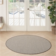 Nourison Courtyard 4' x Round Ivory Charcoal Fabric Modern Area Rug (4' Round)