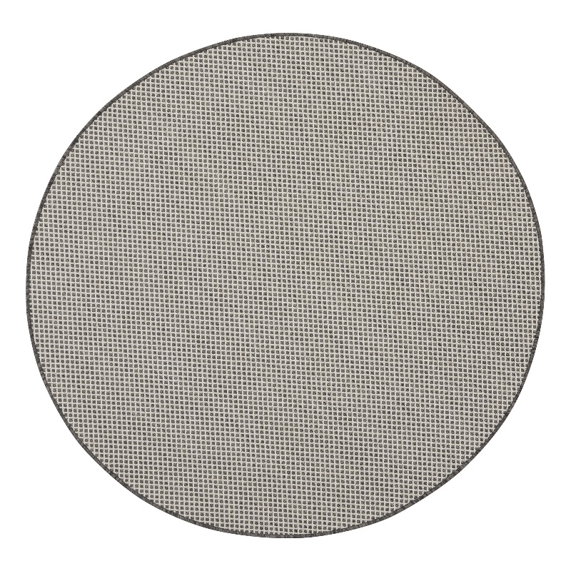 Nourison Courtyard 4' x Round Ivory Charcoal Fabric Modern Area Rug (4' Round)