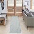 Nourison Courtyard 10' Runner Ivory Aqua Fabric Modern Area Rug (10' Runner)