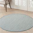 Nourison Courtyard 5' x Round Ivory Aqua Fabric Modern Area Rug (5' Round)