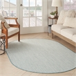 Nourison Courtyard 5' x 8' Oval Ivory Aqua Fabric Modern Area Rug (8' Oval)
