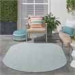 Nourison Courtyard 5' x 8' Oval Ivory Aqua Fabric Modern Area Rug (8' Oval)