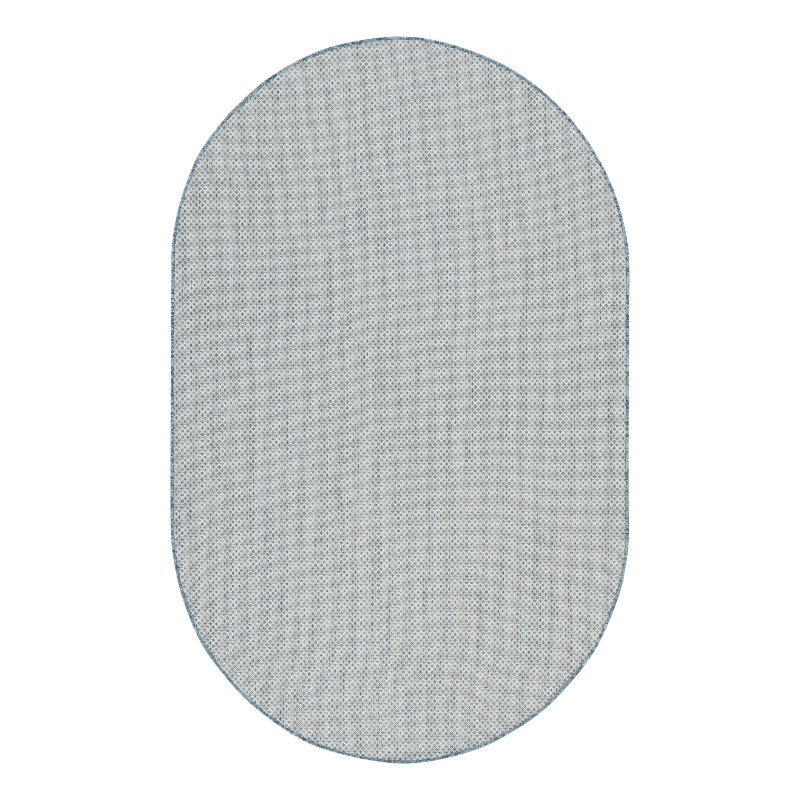 Nourison Courtyard 5' x 8' Oval Ivory Aqua Fabric Modern Area Rug (8' Oval)