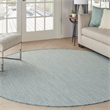 Nourison Courtyard 6' x Round Ivory Aqua Fabric Modern Area Rug (6' Round)