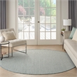 Nourison Courtyard 6' x Round Ivory Aqua Fabric Modern Area Rug (6' Round)