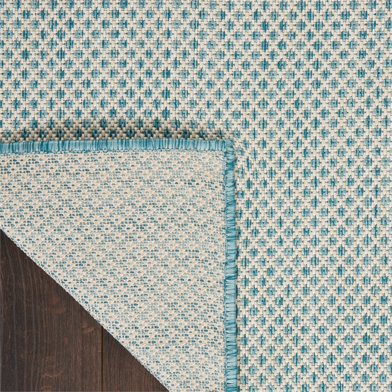 Nourison Courtyard 6' x Square Ivory Aqua Fabric Modern Area Rug (6' Square)