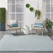 Nourison Courtyard 6' x Square Ivory Aqua Fabric Modern Area Rug (6' Square)