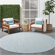 Nourison Courtyard 8' x Round Ivory Aqua Fabric Modern Area Rug (8' Round)