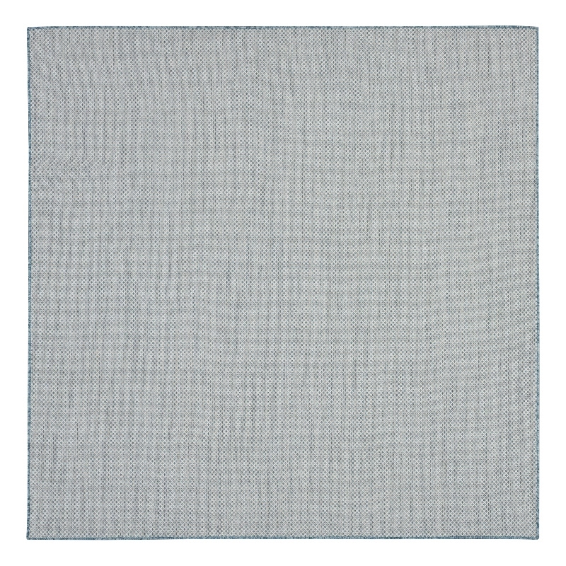 Nourison Courtyard 8' x Square Ivory Aqua Fabric Modern Area Rug (8' Square)