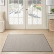 Nourison Courtyard 4' x Square Ivory Charcoal Fabric Modern Area Rug (4' Square)