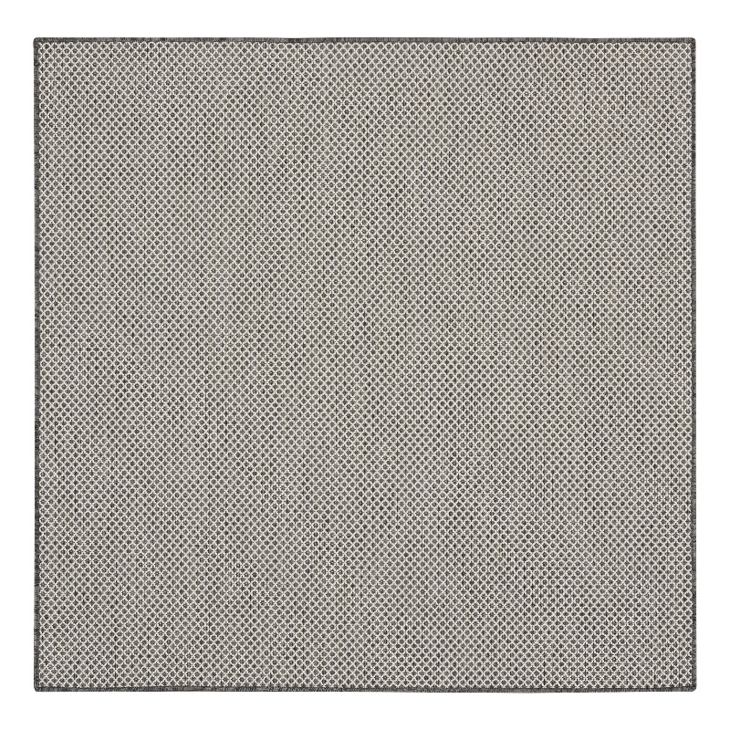 Nourison Courtyard 4' x Square Ivory Charcoal Fabric Modern Area Rug (4' Square)