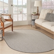 Nourison Courtyard 5' x 8' Oval Ivory Charcoal Fabric Modern Area Rug (8' Oval)