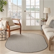 Nourison Courtyard 5' x 8' Oval Ivory Charcoal Fabric Modern Area Rug (8' Oval)