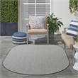 Nourison Courtyard 5' x 8' Oval Ivory Charcoal Fabric Modern Area Rug (8' Oval)