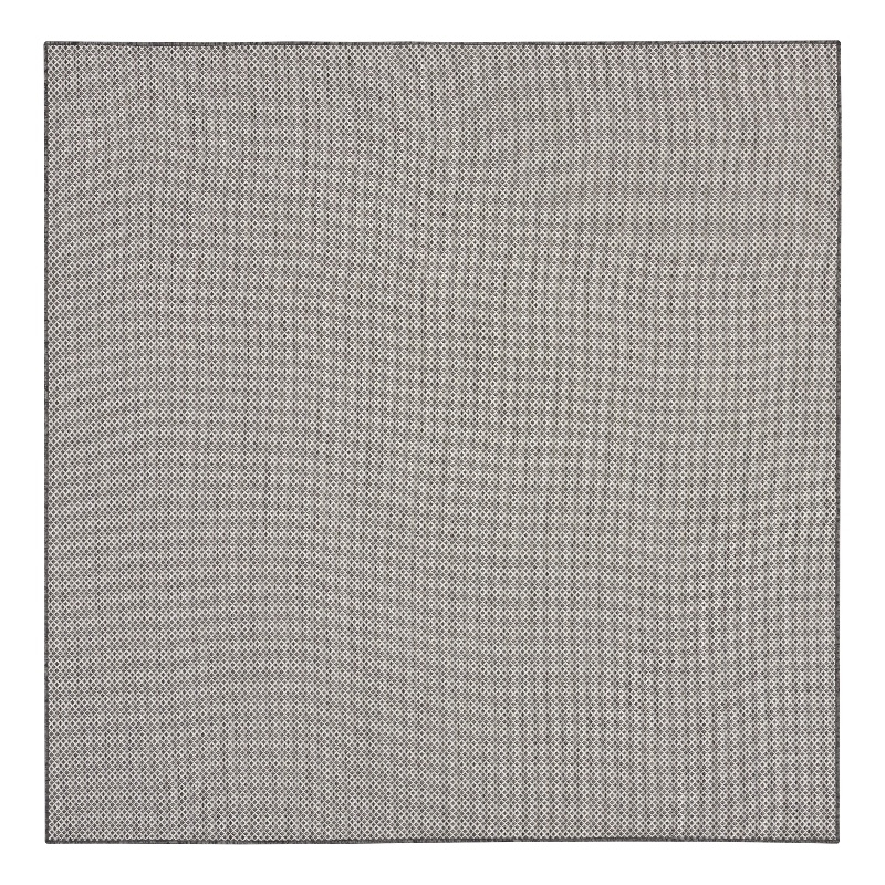 Nourison Courtyard 6' x Square Ivory Charcoal Fabric Modern Area Rug (6' Square)
