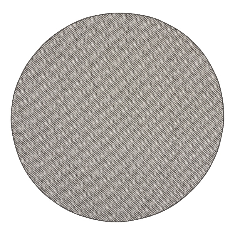 Nourison Courtyard 8' x Round Ivory Charcoal Fabric Modern Area Rug (8' Round)
